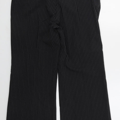 Evie Womens Black Striped Polyester Trousers  Size 20 L31 in Regular Hook & Eye