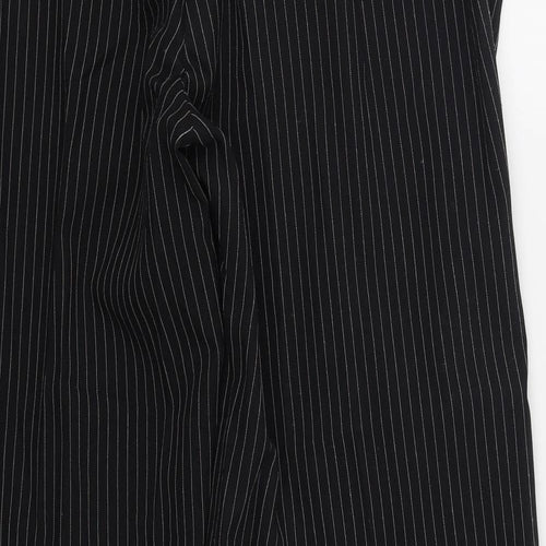 Evie Womens Black Striped Polyester Trousers  Size 20 L31 in Regular Hook & Eye