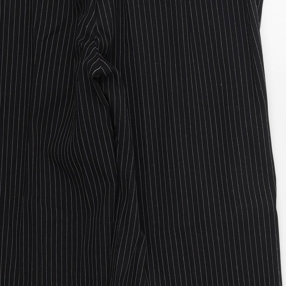 Evie Womens Black Striped Polyester Trousers  Size 20 L31 in Regular Hook & Eye