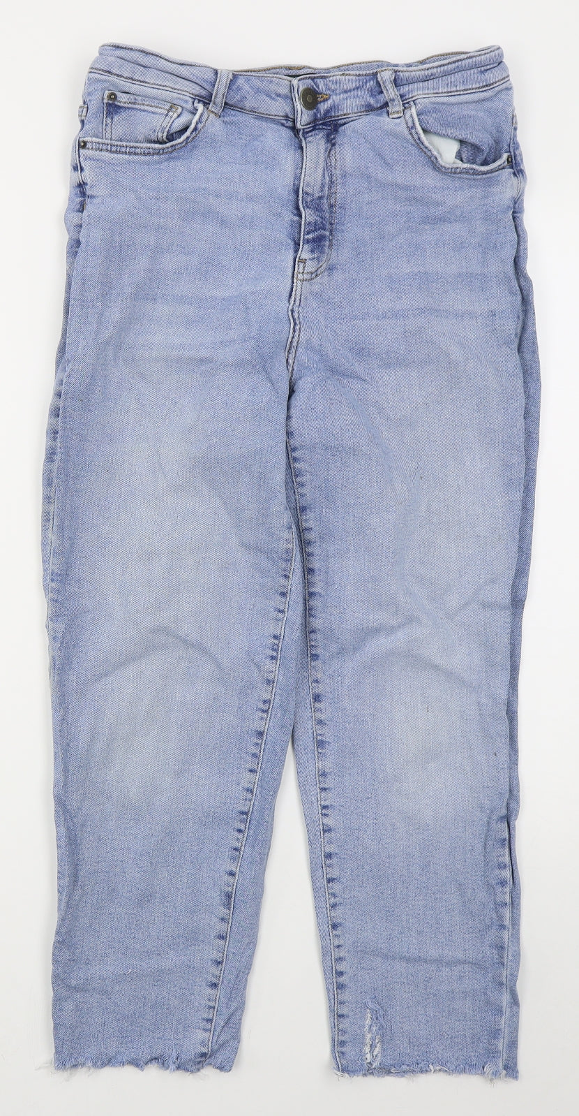 George Womens Blue  Cotton Straight Jeans Size 14 L25 in Regular Button