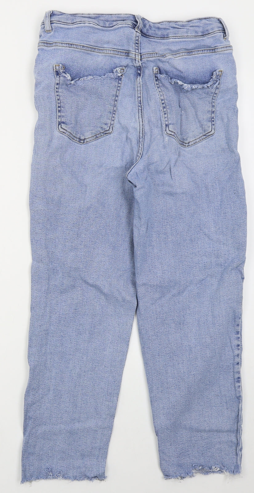 George Womens Blue  Cotton Straight Jeans Size 14 L25 in Regular Button