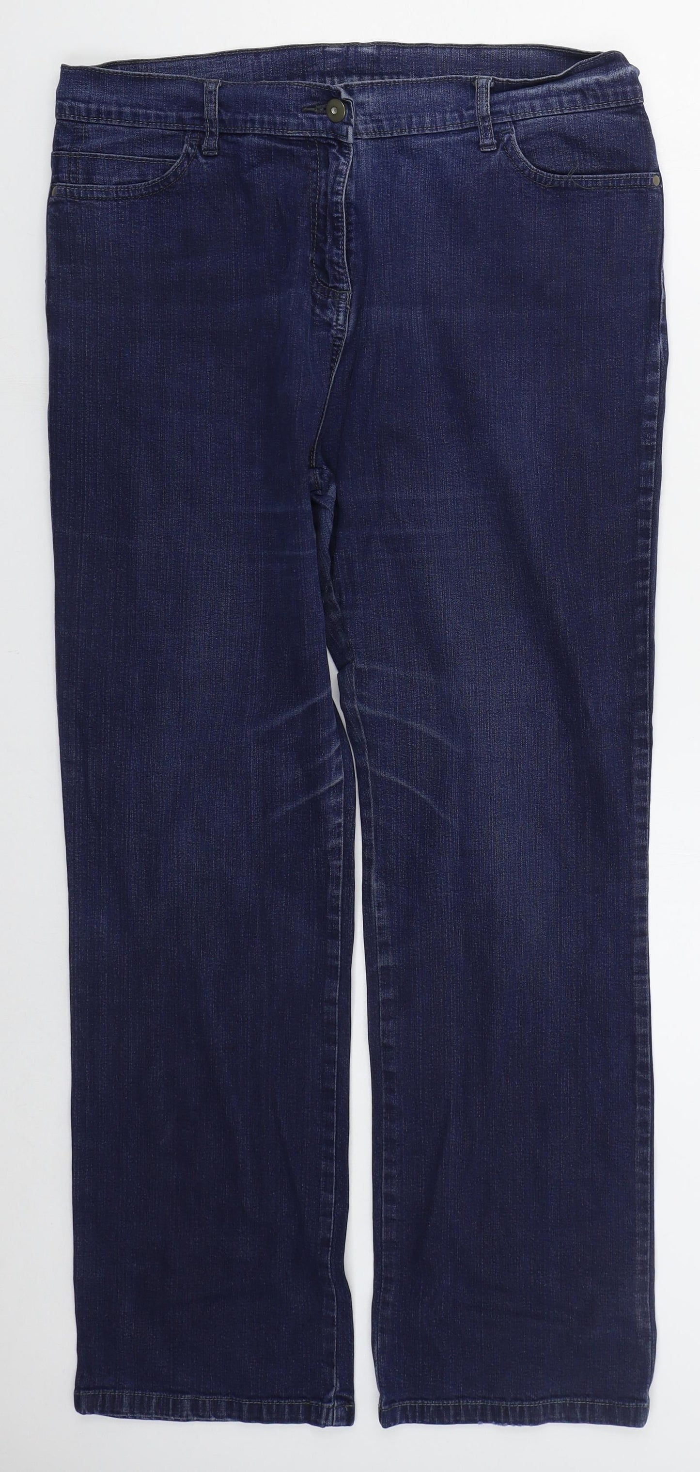 Marks and Spencer Womens Blue  Cotton Straight Jeans Size 16 L29 in Regular Button