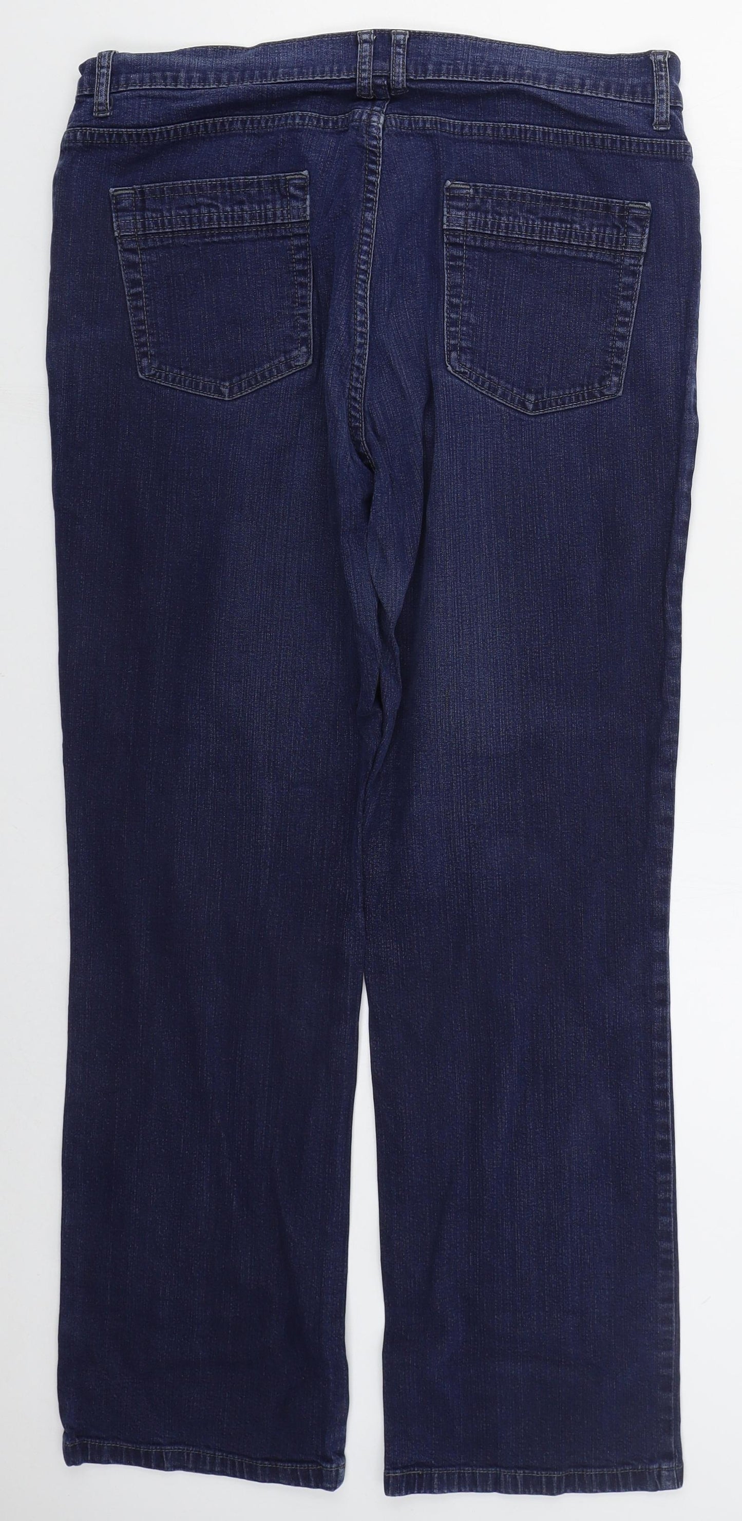 Marks and Spencer Womens Blue  Cotton Straight Jeans Size 16 L29 in Regular Button