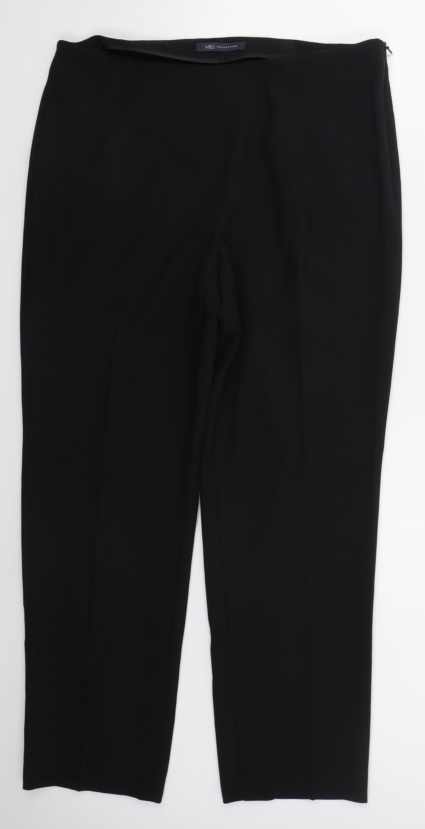 Marks and Spencer Womens Black  Polyester Trousers  Size 14 L26 in Regular Zip