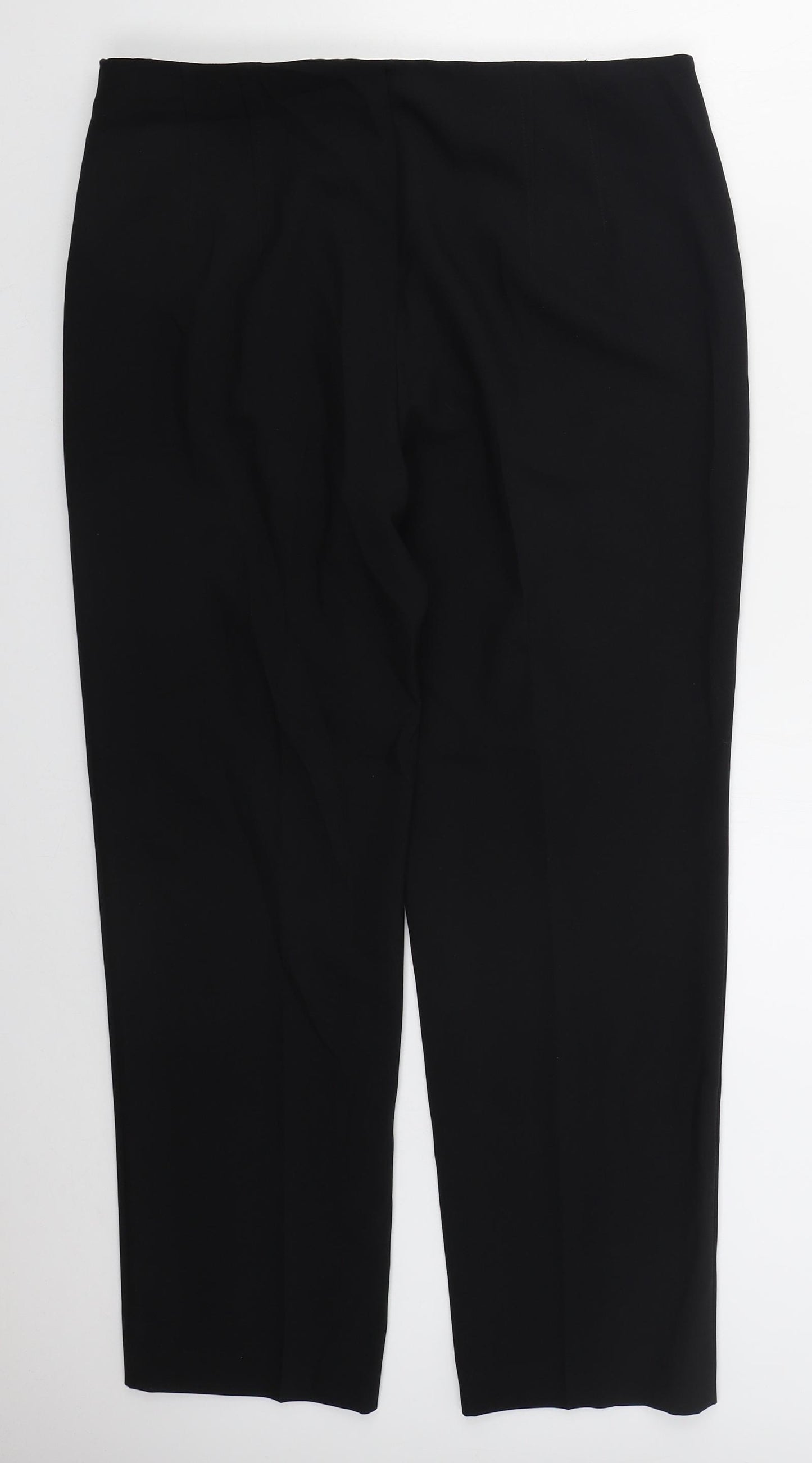 Marks and Spencer Womens Black  Polyester Trousers  Size 14 L26 in Regular Zip