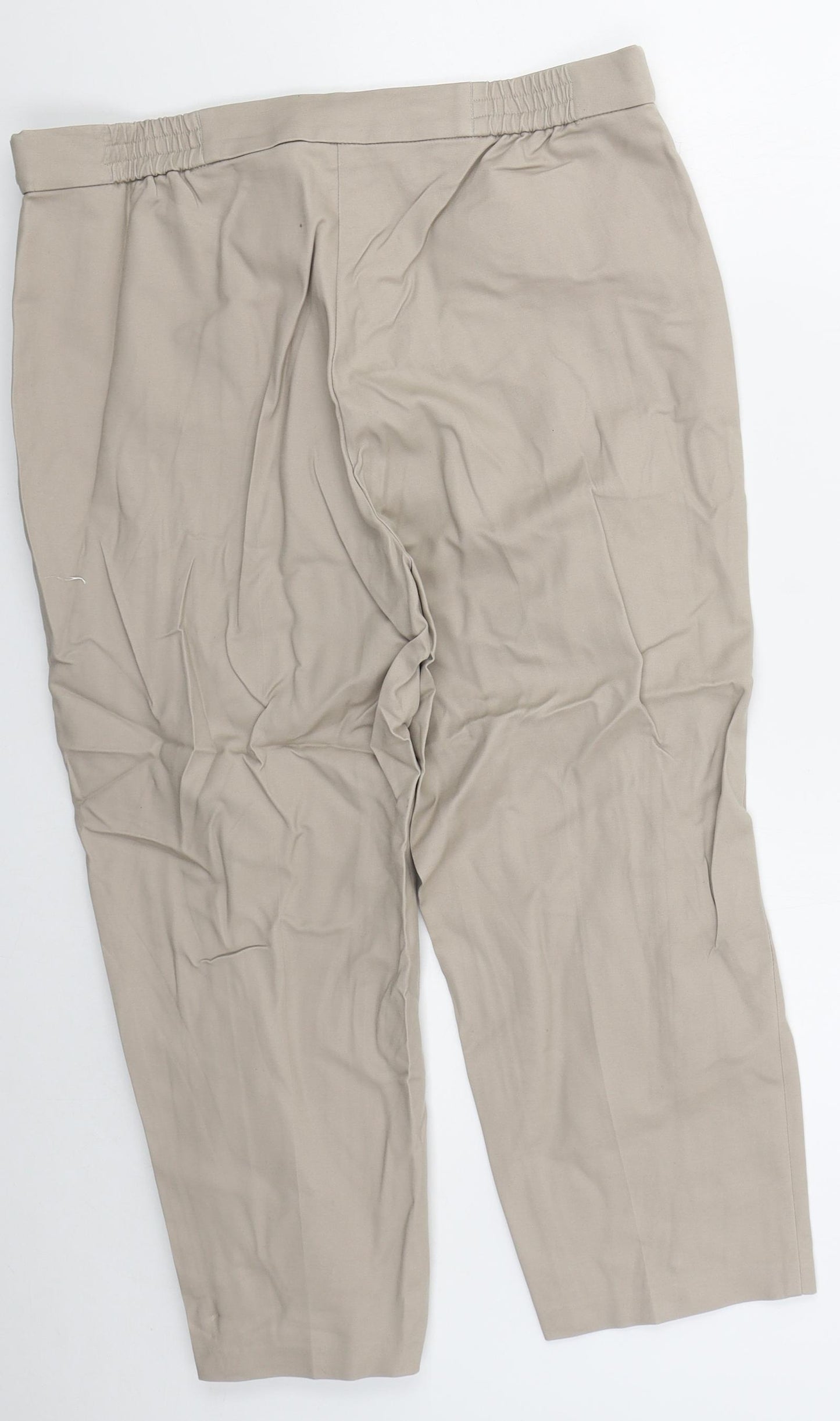 Marks and Spencer Womens Beige  Cotton Trousers  Size 14 L23 in Regular Hook & Eye