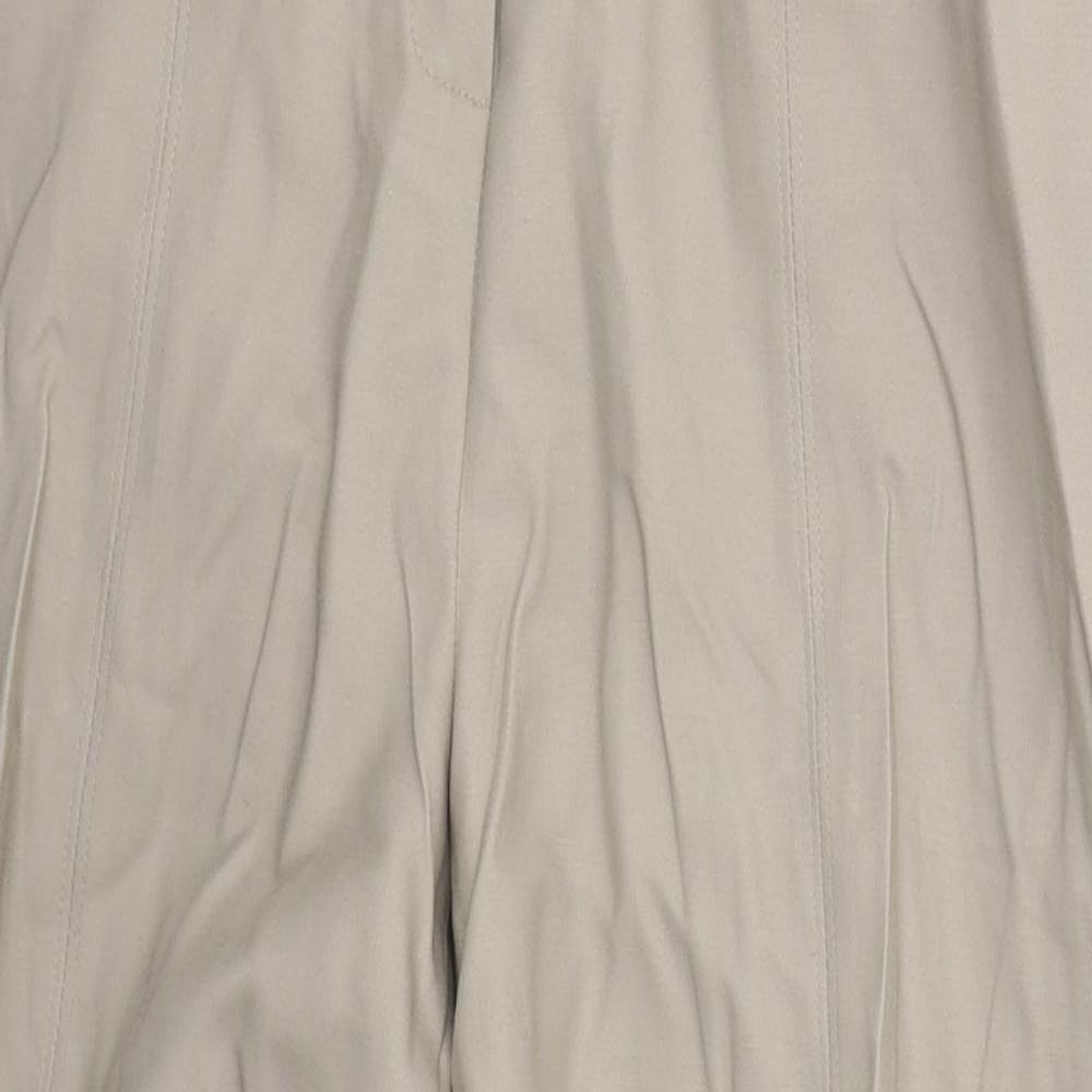 Marks and Spencer Womens Beige  Cotton Trousers  Size 14 L23 in Regular Hook & Eye