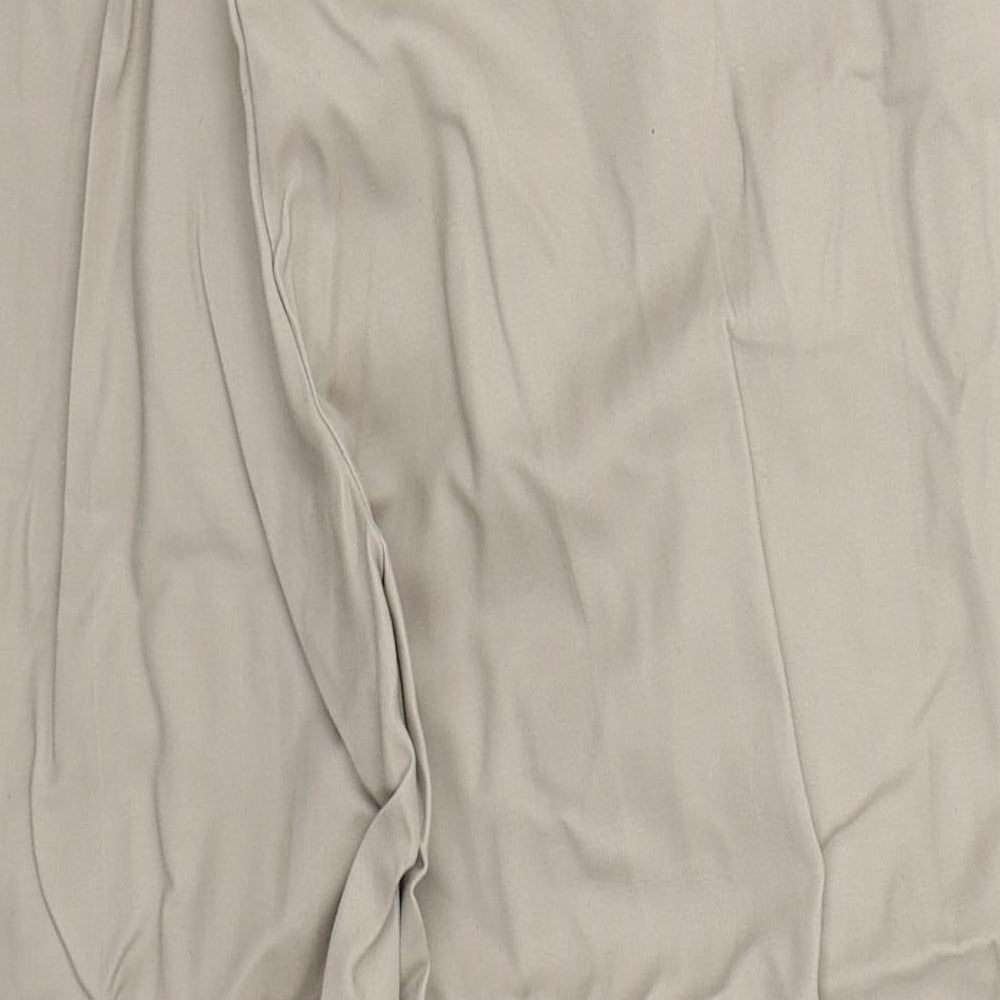 Marks and Spencer Womens Beige  Cotton Trousers  Size 14 L23 in Regular Hook & Eye
