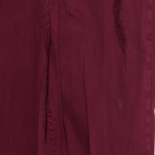 Denim Co Womens Red  Cotton Skinny Jeans Size 32 in L27 in Regular Button - Burgundy