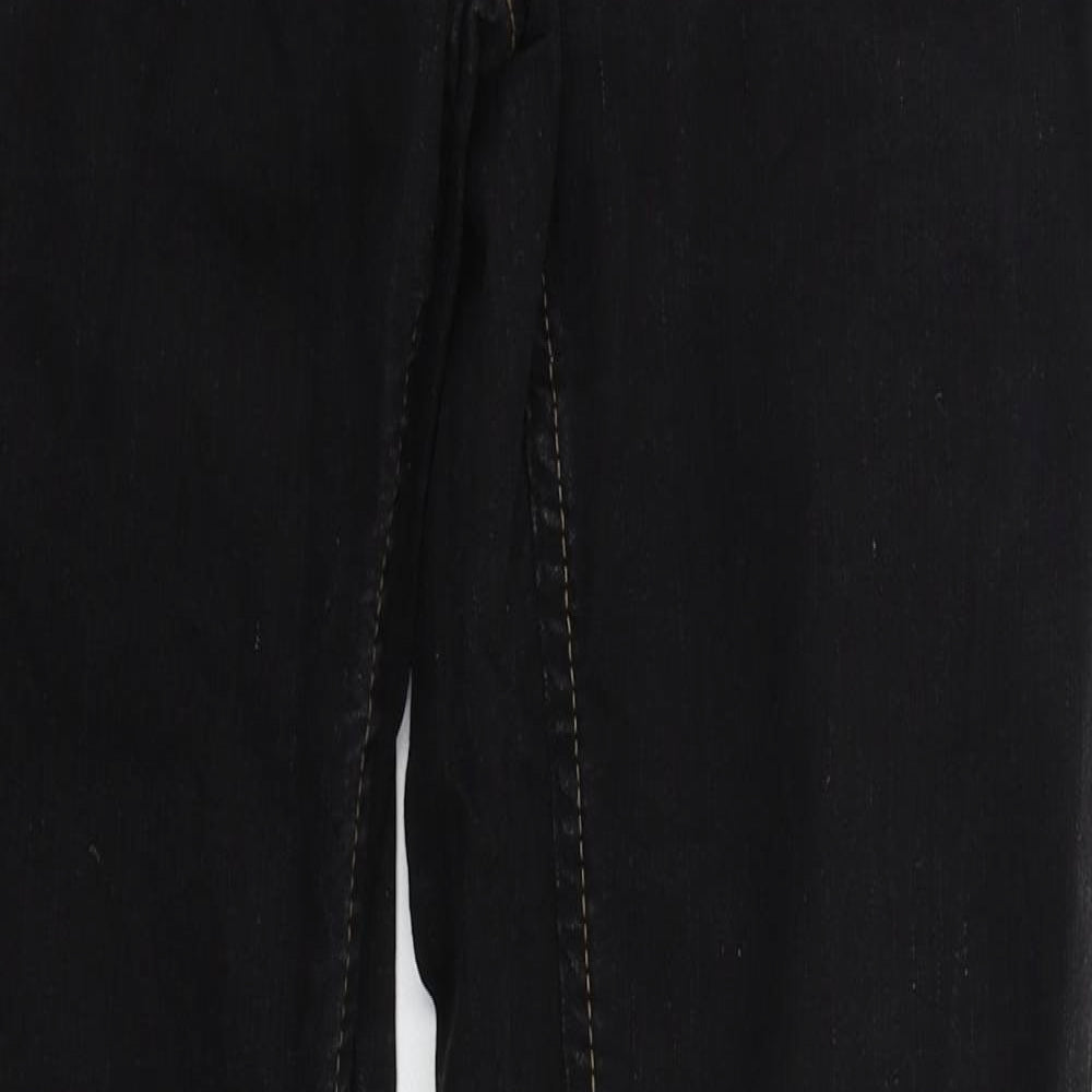 F&F Womens Black  Cotton Straight Jeans Size 12 L32.5 in Regular Button