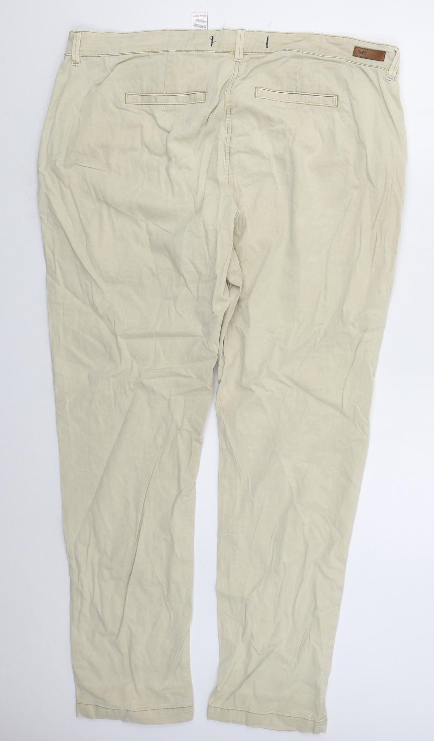 NEXT Womens Beige  Cotton Chino Trousers Size 18 L32 in Regular Button