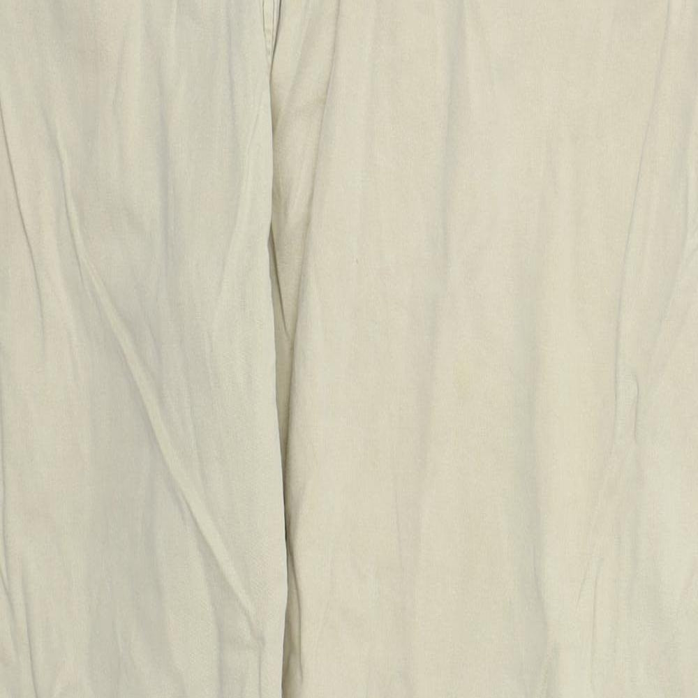 NEXT Womens Beige  Cotton Chino Trousers Size 18 L32 in Regular Button