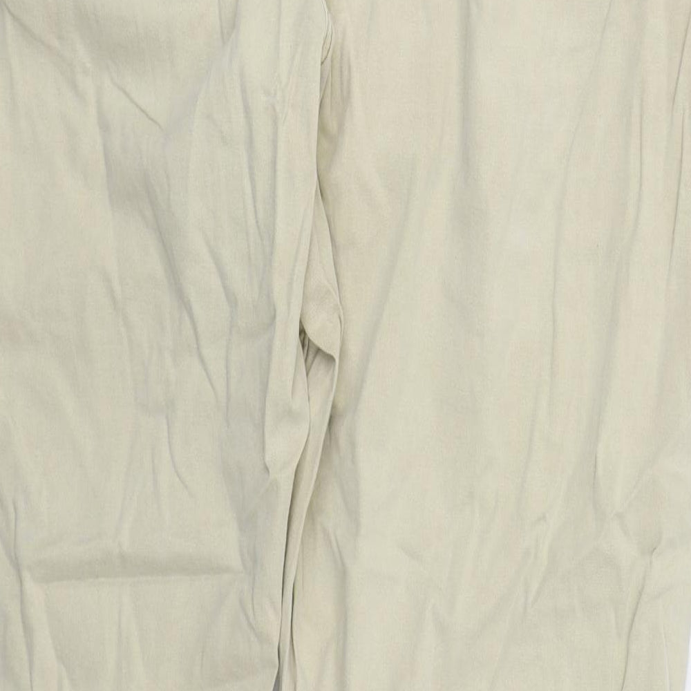 NEXT Womens Beige  Cotton Chino Trousers Size 18 L32 in Regular Button