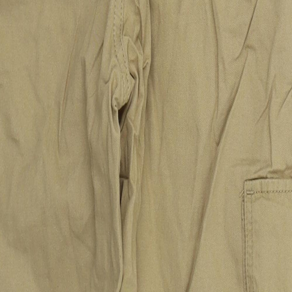 Primark Womens Beige  Cotton Cargo Trousers Size 12 L27 in Regular Button
