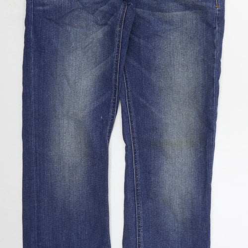 Peacocks Womens Blue  Cotton Boyfriend Jeans Size 10 L31 in Regular Button