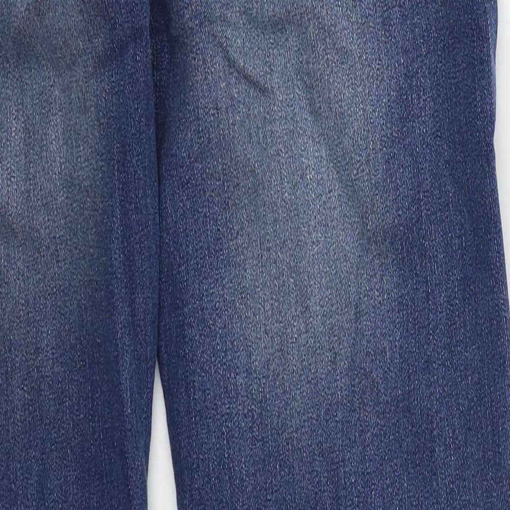 Peacocks Womens Blue  Cotton Boyfriend Jeans Size 10 L31 in Regular Button