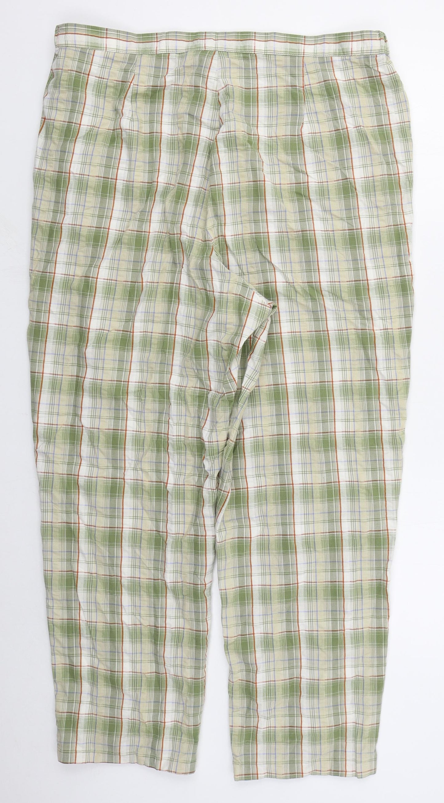 Country Collection Womens Green Check Cotton Trousers  Size 20 L26 in Regular Button