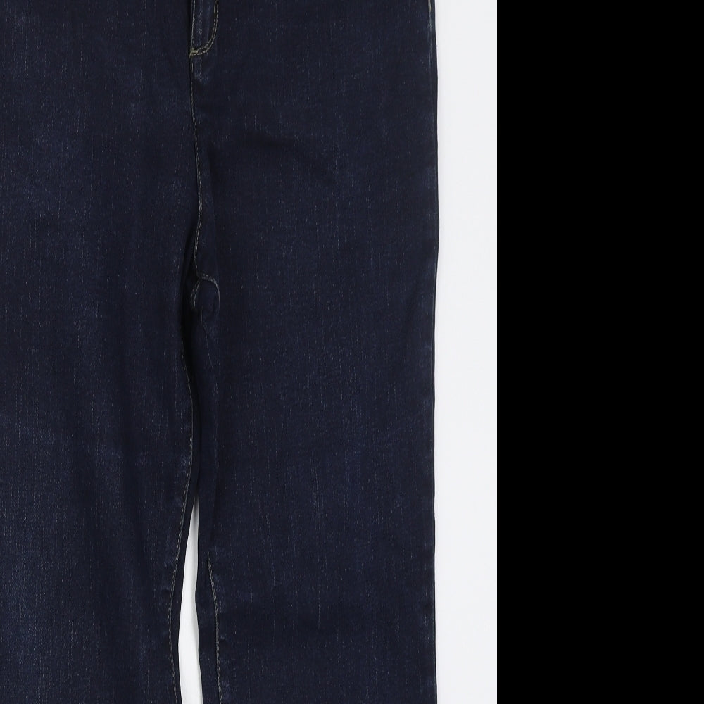 Per Una Womens Blue  Cotton Straight Jeans Size 16 L28 in Regular Button