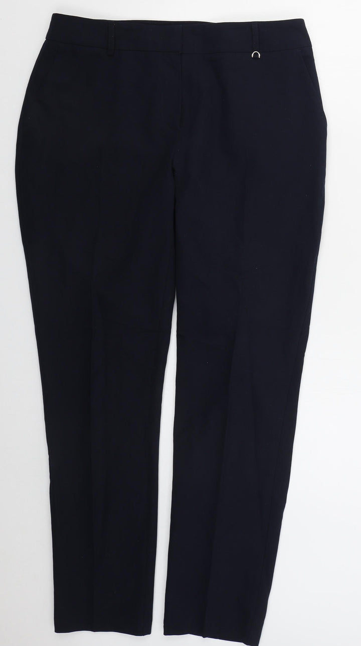 Dorothy Perkins Womens Blue Polyester Trousers Size 12 L28 in Regular Hook & Eye