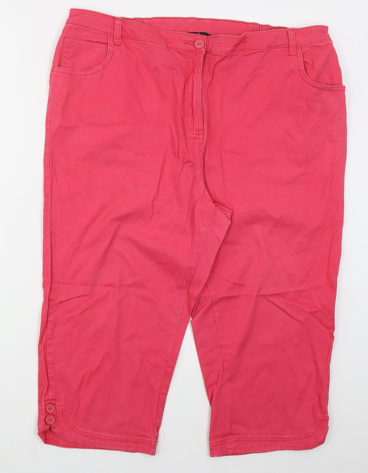 Bonmarché Womens Pink  Cotton Cropped Jeans Size 20 L20 in Regular Button