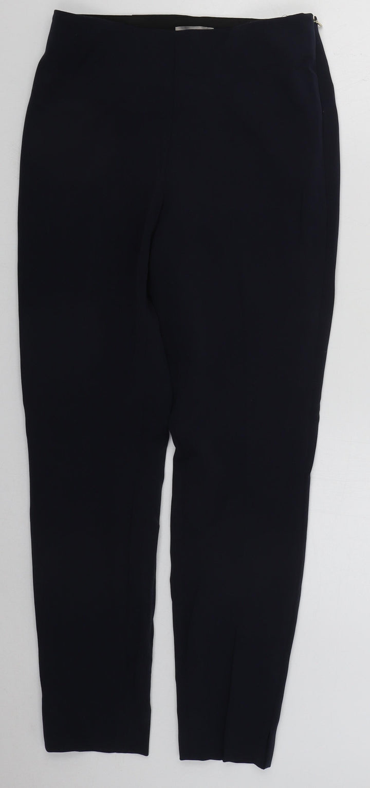 H&M Womens Blue Polyester Trousers Size 8 L27 in Regular Zip