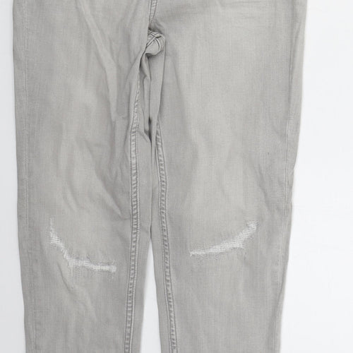 Marks and Spencer Womens Grey  Cotton Skinny Jeans Size 10 L27 in Regular Button