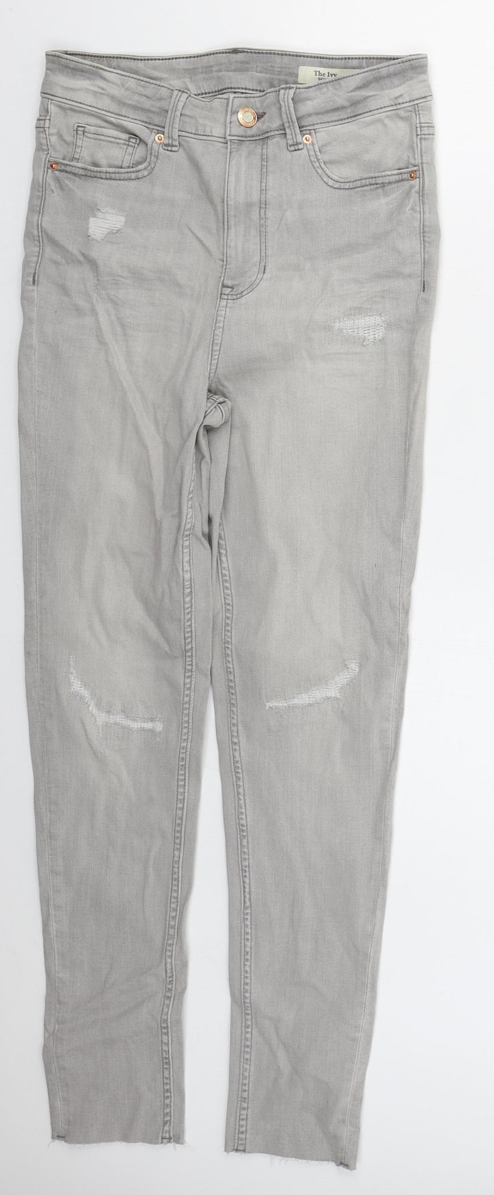 Marks and Spencer Womens Grey  Cotton Skinny Jeans Size 10 L27 in Regular Button