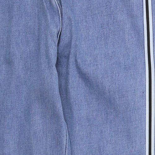 Preworn Womens Blue Striped Cotton Tapered Jeans Size S L26 in Regular Button