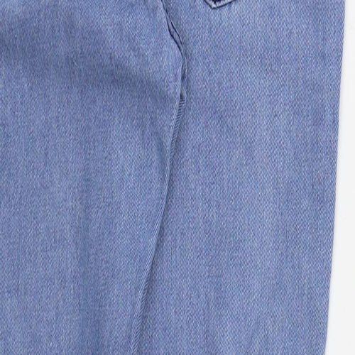 Preworn Womens Blue Striped Cotton Tapered Jeans Size S L26 in Regular Button