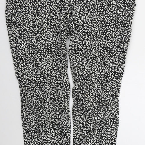 Atmosphere Womens Black Animal Print Cotton Trousers  Size 10 L26 in Regular Hook & Eye