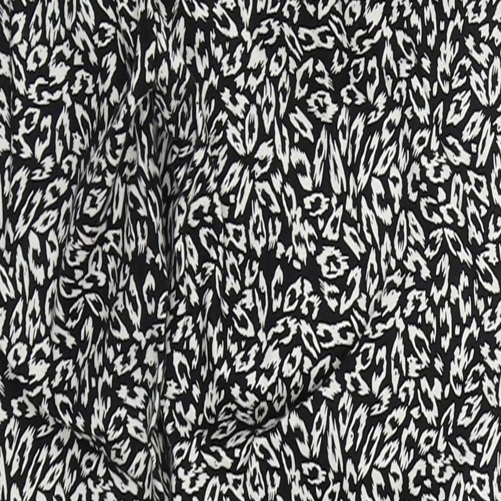 Atmosphere Womens Black Animal Print Cotton Trousers  Size 10 L26 in Regular Hook & Eye