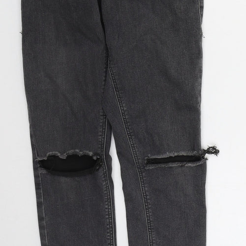 Topshop Womens Grey  Cotton Skinny Jeans Size 25 in L29 in Regular Button