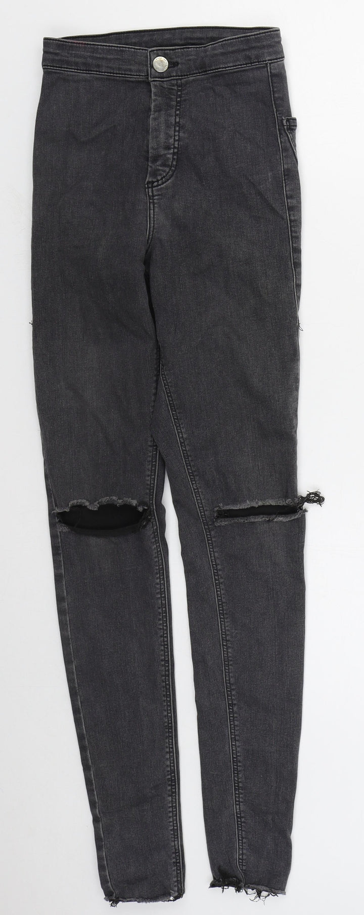 Topshop Womens Grey Cotton Skinny Jeans Size 25 in L29 in Regular Button