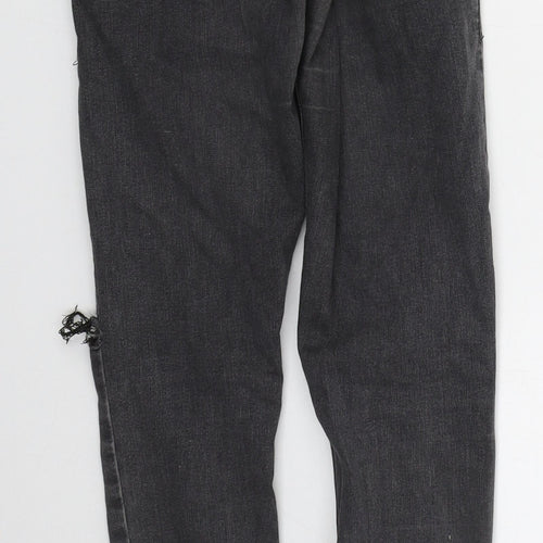Topshop Womens Grey  Cotton Skinny Jeans Size 25 in L29 in Regular Button