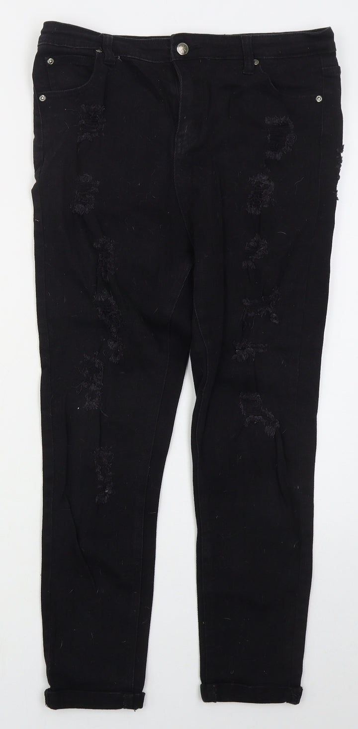 Affair Womens Black  Cotton Skinny Jeans Size 12 L28 in Regular Button