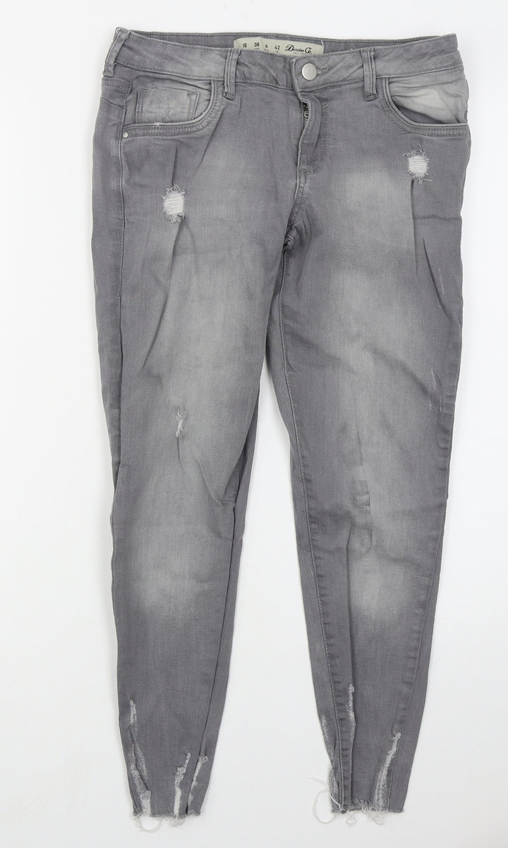 Denim Co Womens Grey  Cotton Skinny Jeans Size 10 L27 in Regular Button