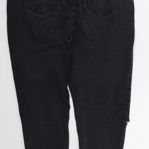 Preworn Womens Black  Cotton Skinny Jeans Size 16 L26 in Regular Button