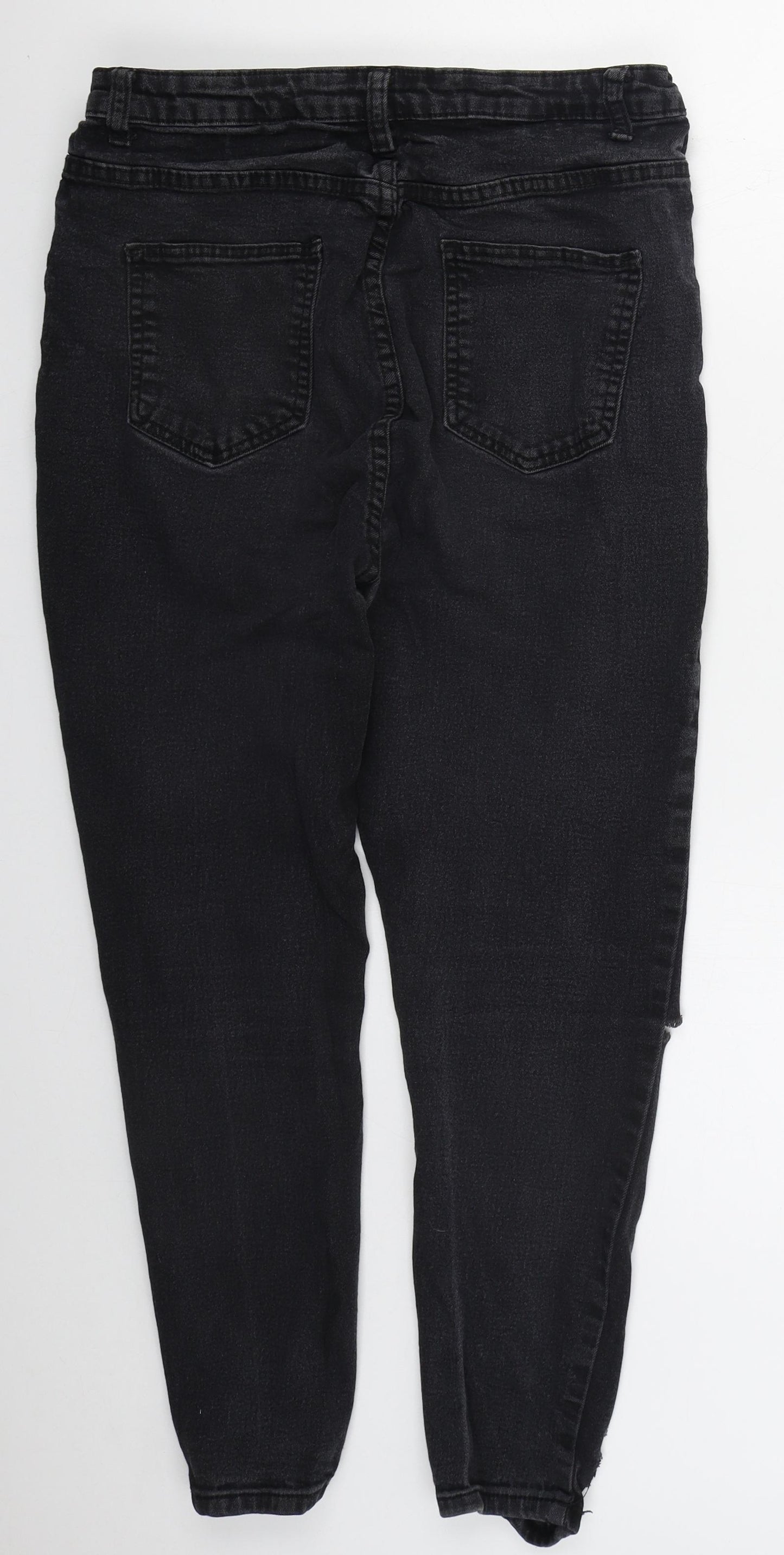 Preworn Womens Black  Cotton Skinny Jeans Size 16 L26 in Regular Button