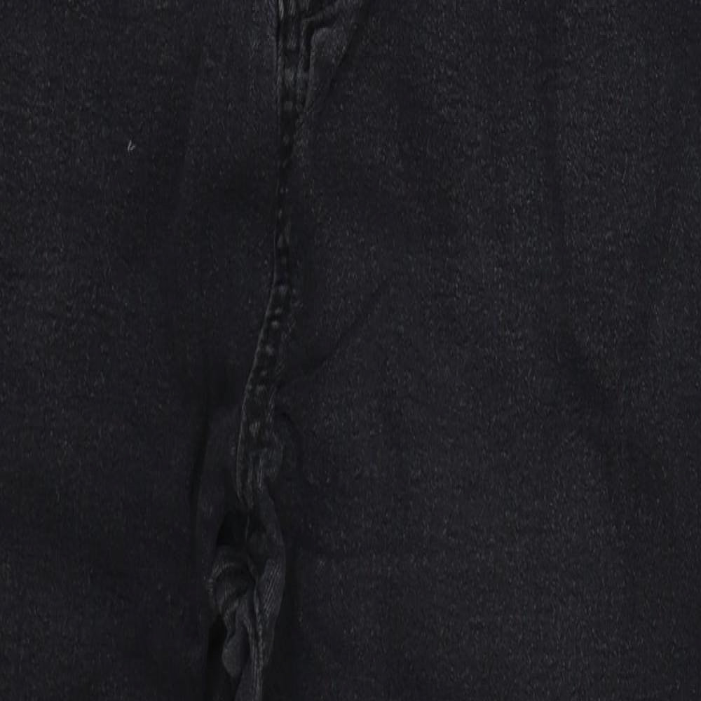 Preworn Womens Black  Cotton Skinny Jeans Size 16 L26 in Regular Button
