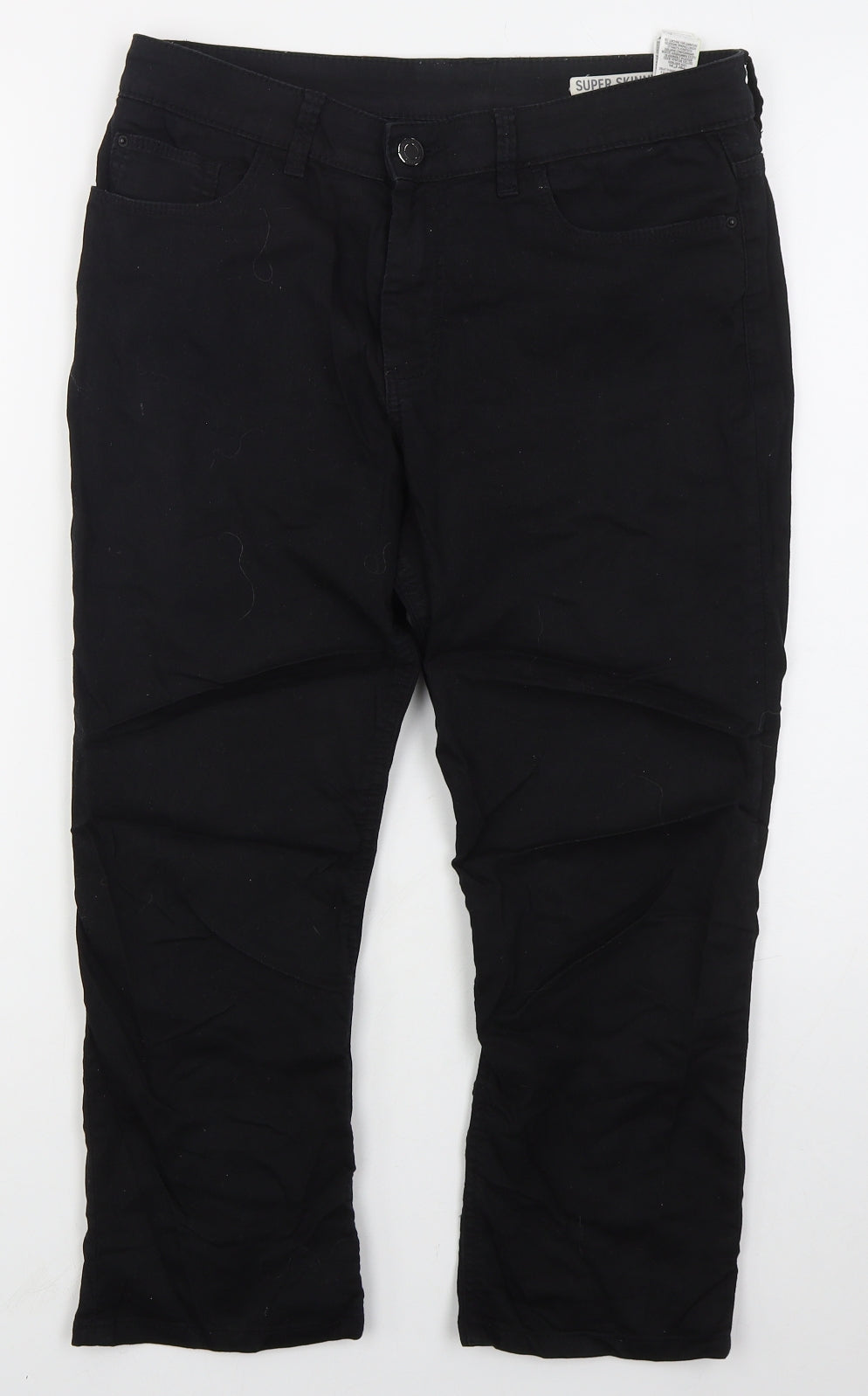 Marks and Spencer Womens Black  Cotton Skinny Jeans Size 12 L22 in Regular Button