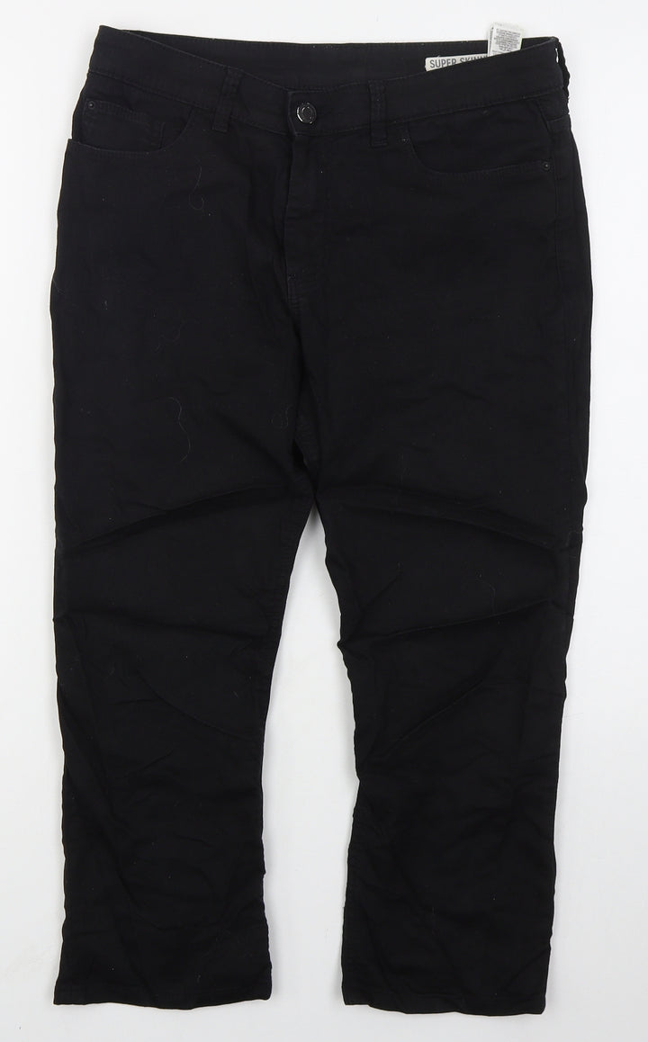 Marks and Spencer Womens Black  Cotton Skinny Jeans Size 12 L22 in Regular Button