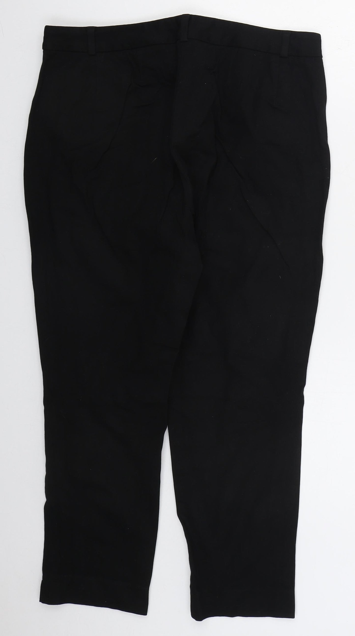 Marks and Spencer Womens Black  Viscose Trousers  Size 12 L24 in Regular Hook & Eye