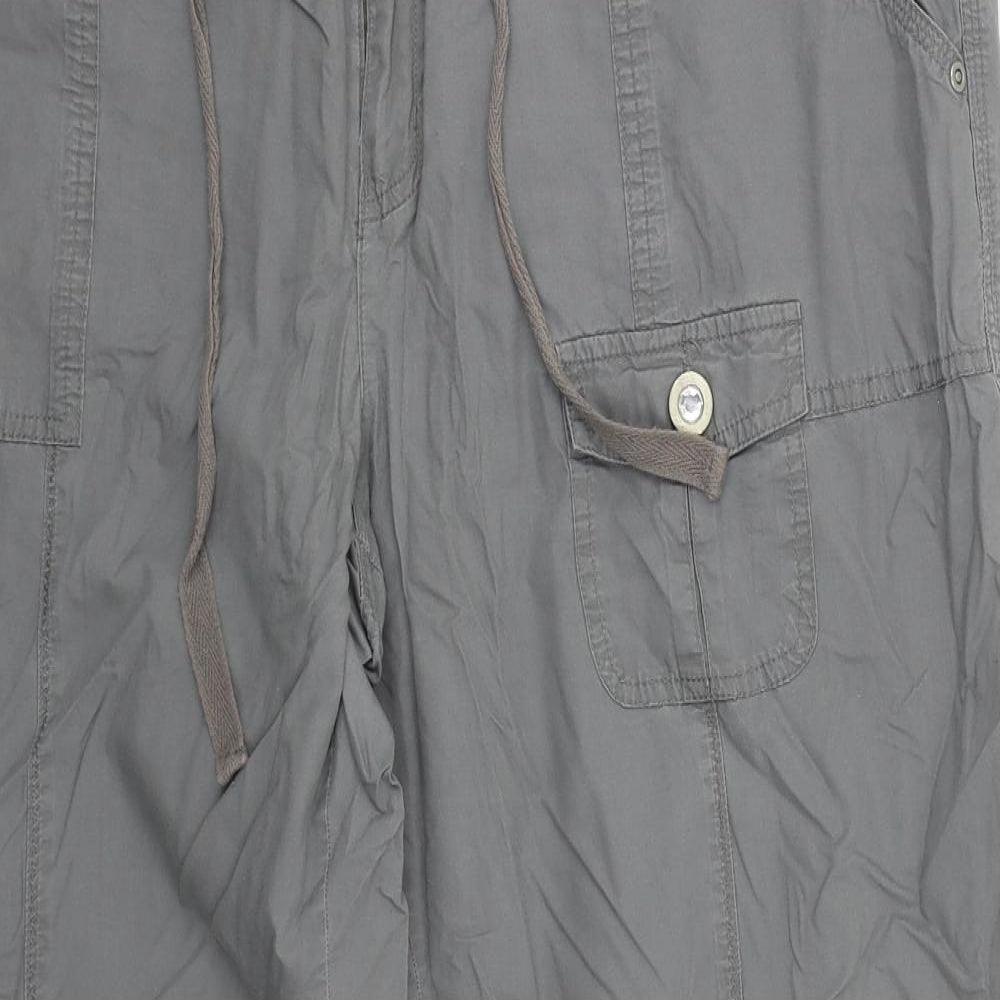 Red Herriing Womens Grey  Cotton Cargo Trousers Size 12 L20 in Regular Button