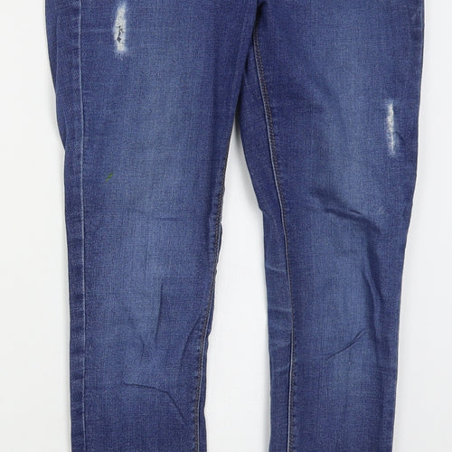 Matalan Womens Blue  Cotton Skinny Jeans Size 10 L28 in Regular Button