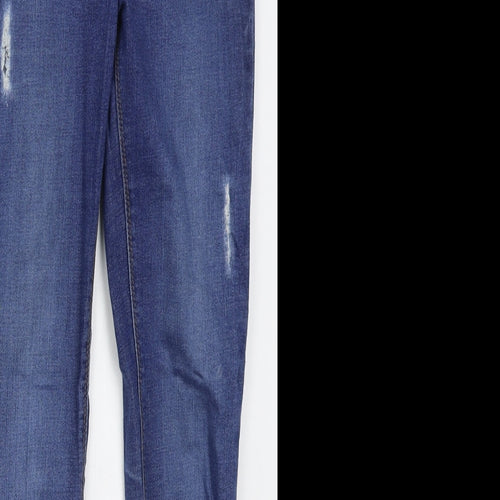 Matalan Womens Blue  Cotton Skinny Jeans Size 10 L28 in Regular Button
