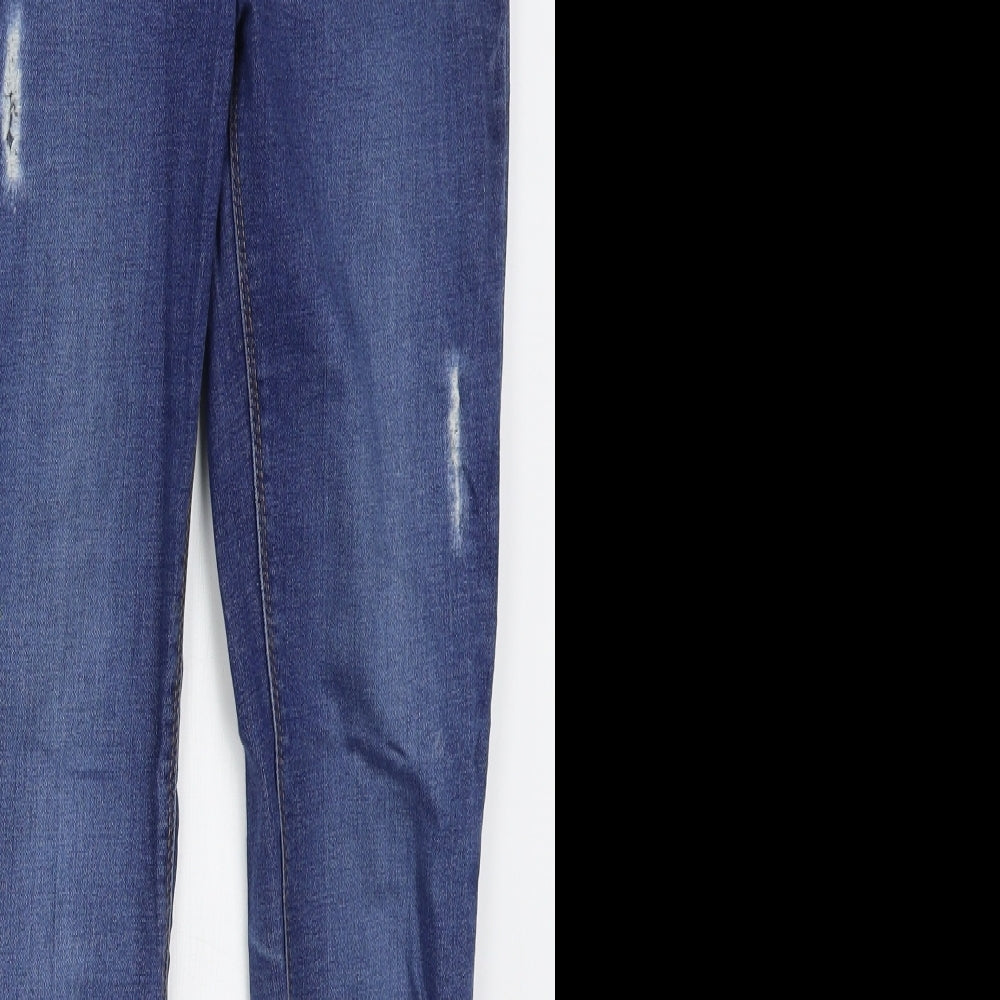 Matalan Womens Blue  Cotton Skinny Jeans Size 10 L28 in Regular Button
