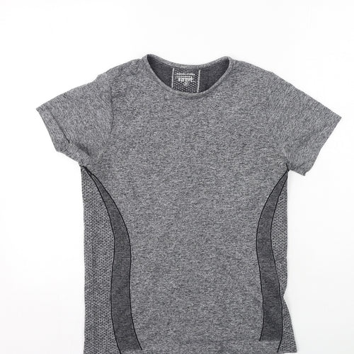 Dunnes Stores Womens Grey  Polyester Basic T-Shirt Size S Round Neck