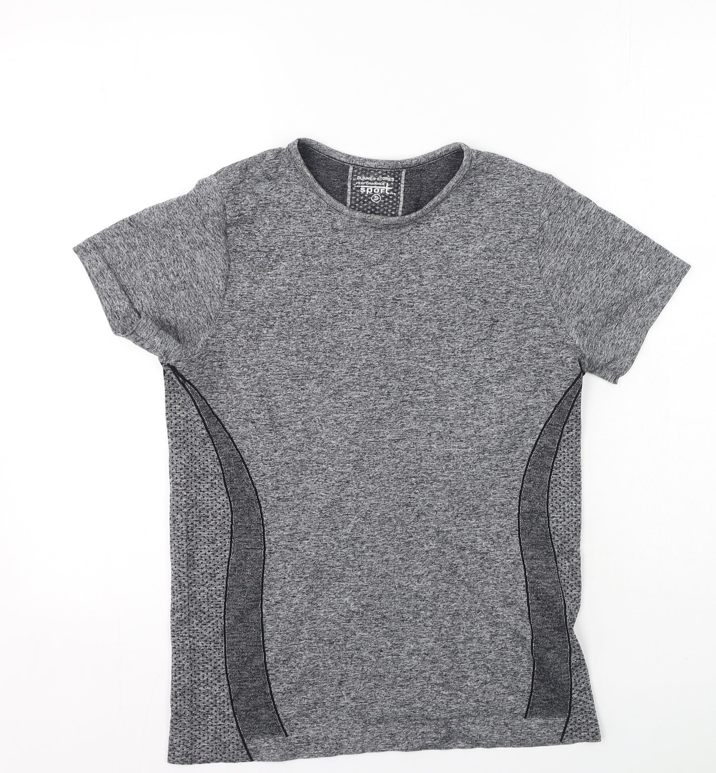 Dunnes Stores Womens Grey  Polyester Basic T-Shirt Size S Round Neck