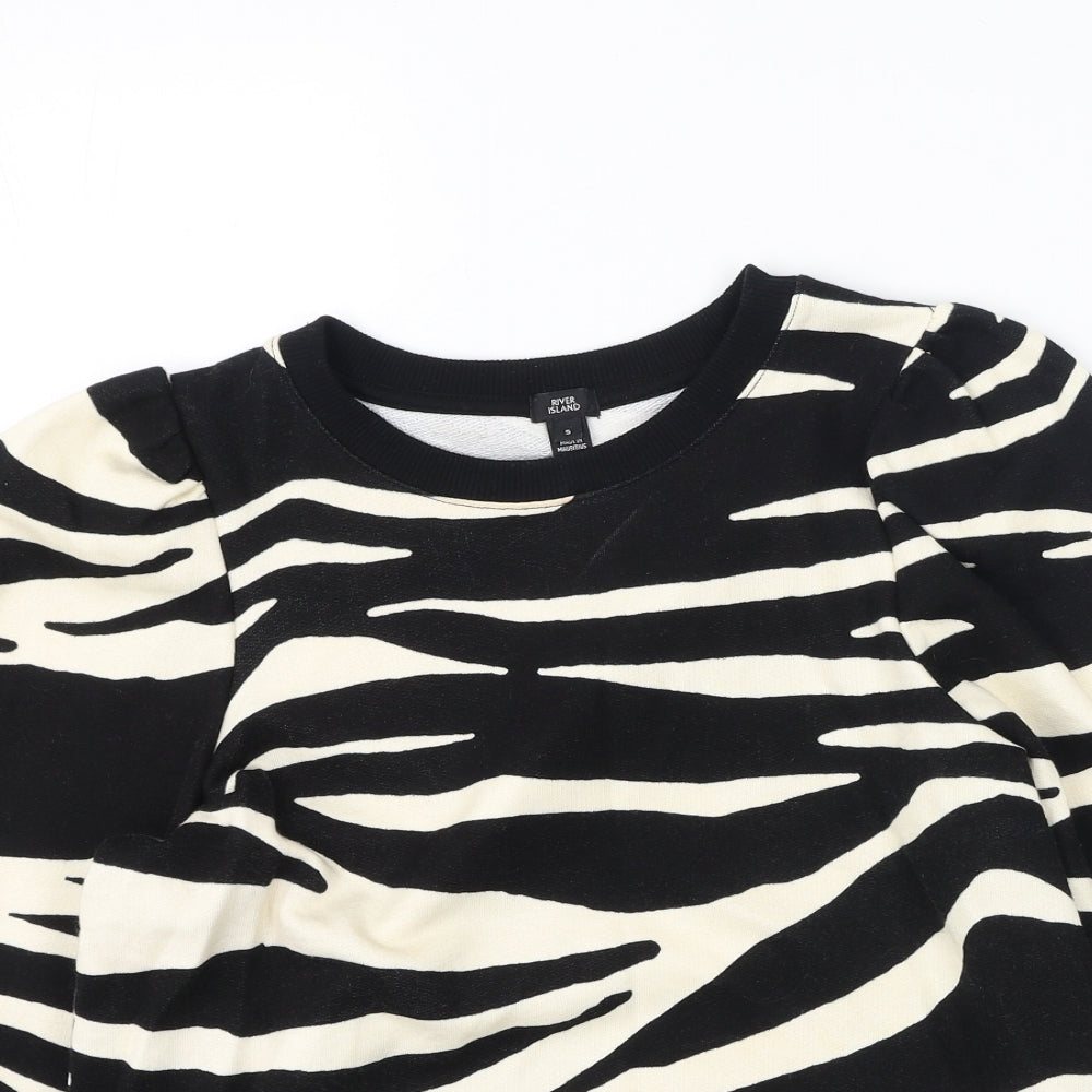 River Island  Womens Black Animal Print Cotton Pullover Sweatshirt Size S