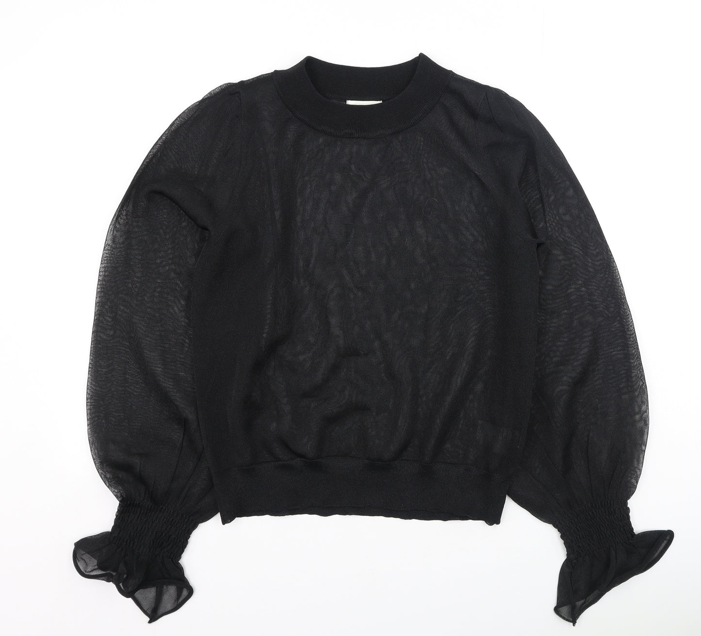 H&M Womens Black  Polyamide Basic Blouse Size XS Round Neck